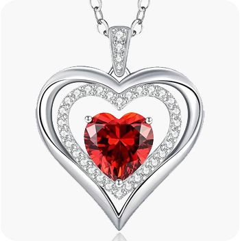 CDE Sterling Silver Heart Necklace - Red