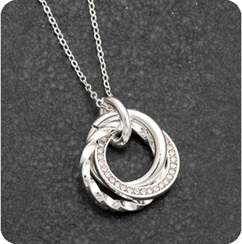 Equilibrium Triple Circles Silver Plated Necklace