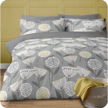 Retro Scandi Duvet Set - Grey & Ochre